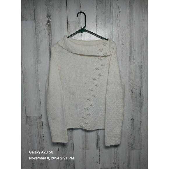 Garnet Hill Women's Small Lambswool  Angora Blend Sweater Cream - Picture 1 of 5